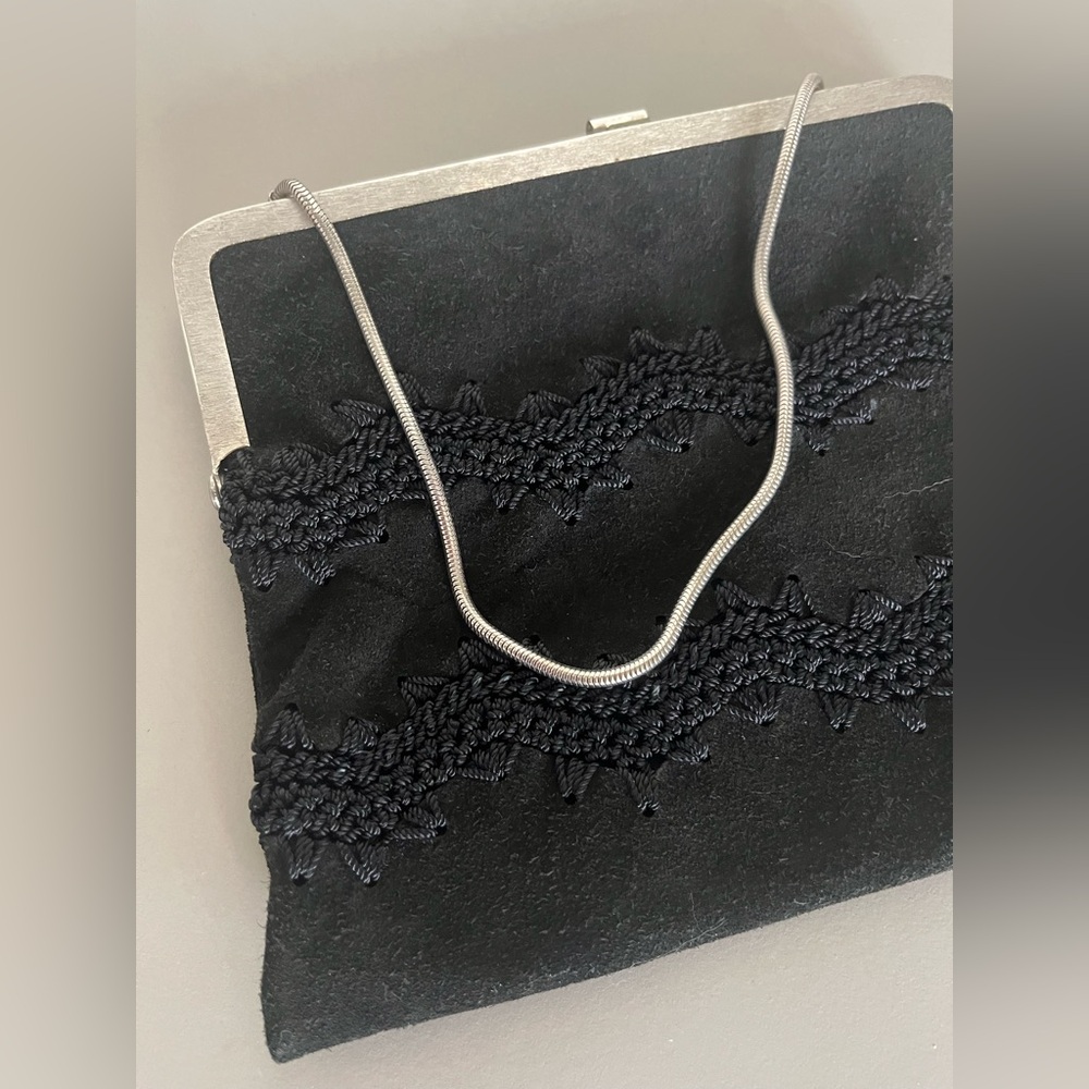 Vintage black suede handbag